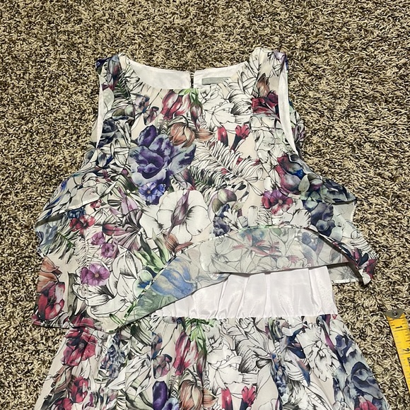 H&M Floral Sleeveless Dress Side Slit to knee Sheer Lined to mid thigh Size 4 - Picture 3 of 6